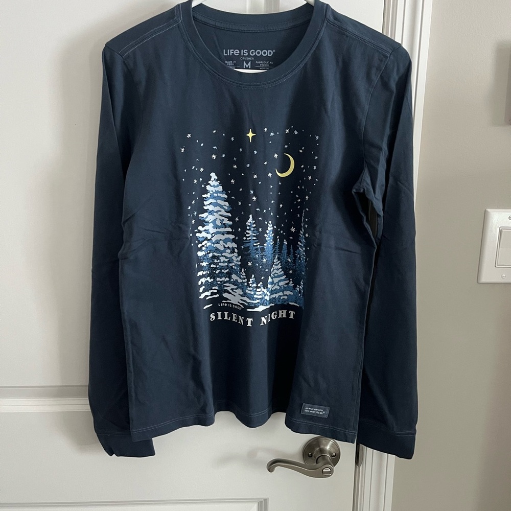 Life Is Good Navy Silent Night Long Sleeve Tee